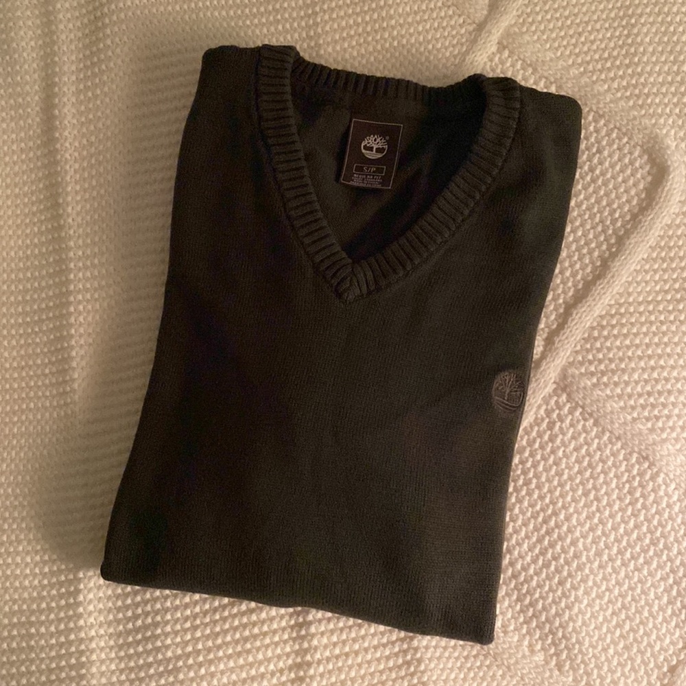Vintage Timberland V-Neck Cotton Pullover Sweater